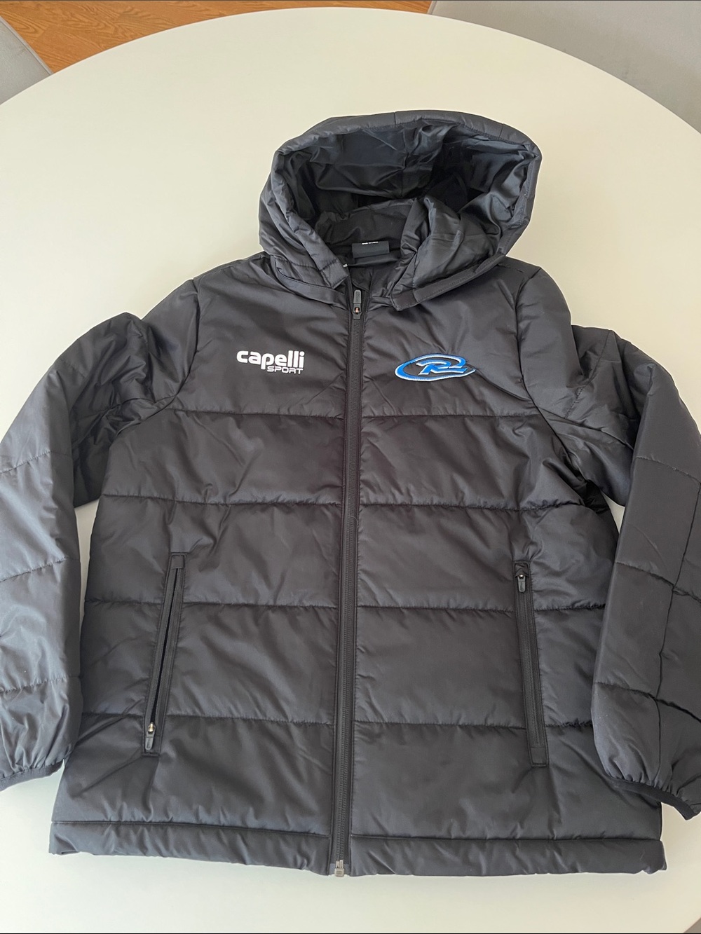 Capelli of New York Black Kids Puffer Jacket with Hood and Rush Logo